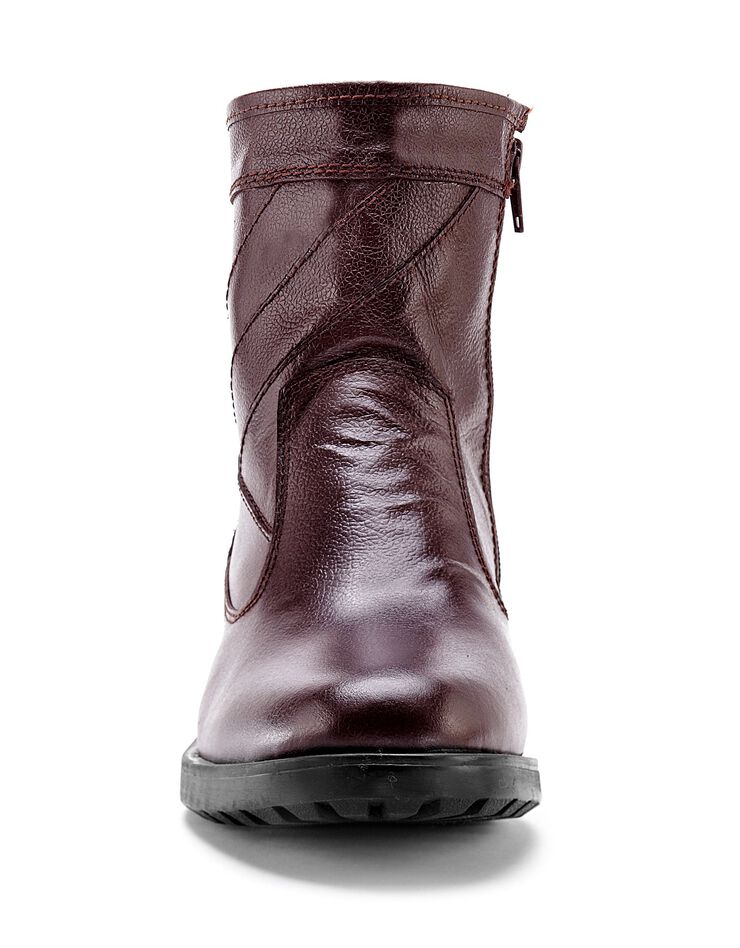Botillons zippés cuir fourrés laine - jusqu'au 46, marron Botillons zippés cuir fourrés laine - jusqu'au 46, marron, hi-res image number 3