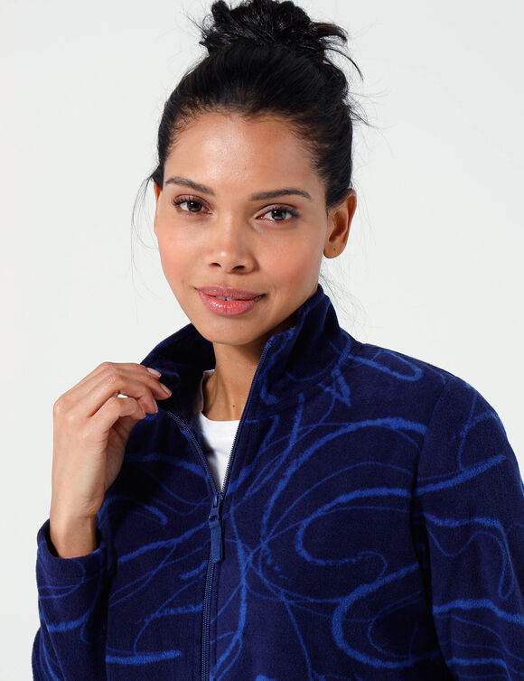 Veste polaire zippée imprimée manches longues (marine)