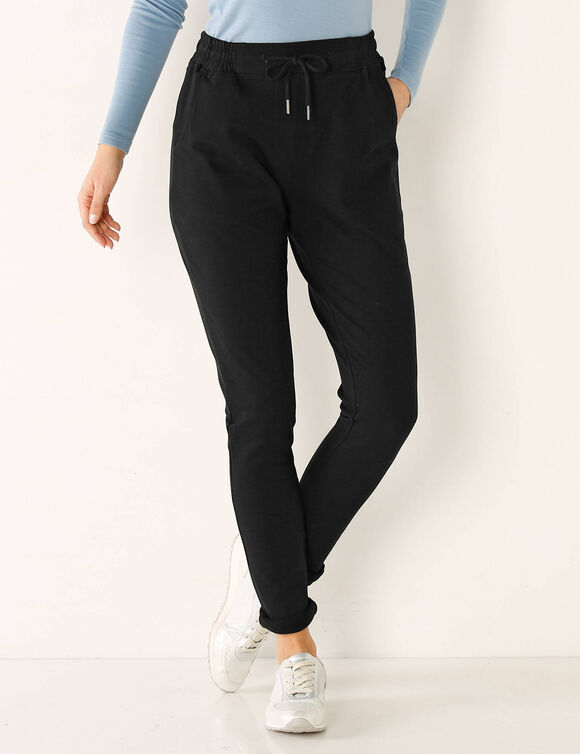 Joggpant in molton met elastische taille (zwart)
