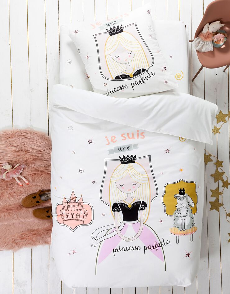 Linge de lit enfant Blanche imprimé 1 personne - coton (blanc)