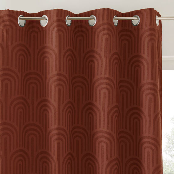 Thermisch verduisterend jacquardgordijn, met bogenmotief (terracotta)