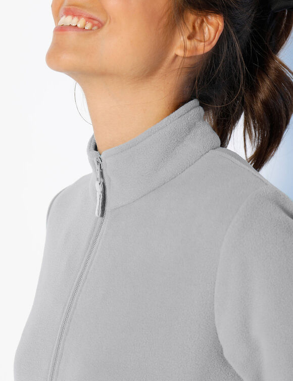 Veste zipp&eacute;e maille polaire, manches longues (gris perle)