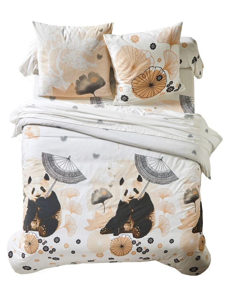 Linge de lit Zeniou en polycoton imprimé panda, blanc Linge de lit Zeniou en polycoton imprimé panda, blanc, hi-res image number 0
