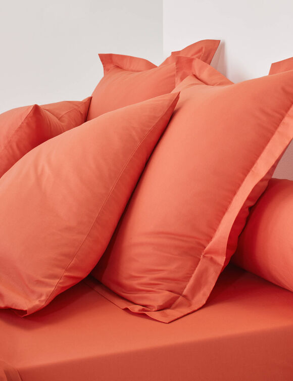 Linge de lit uni coton  (potiron)