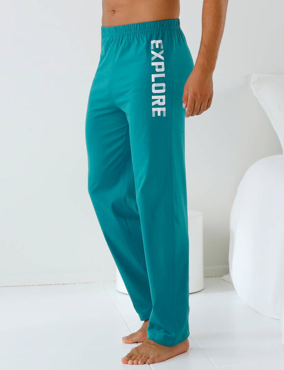 Effen pyjamabroek met motief (turkoois)