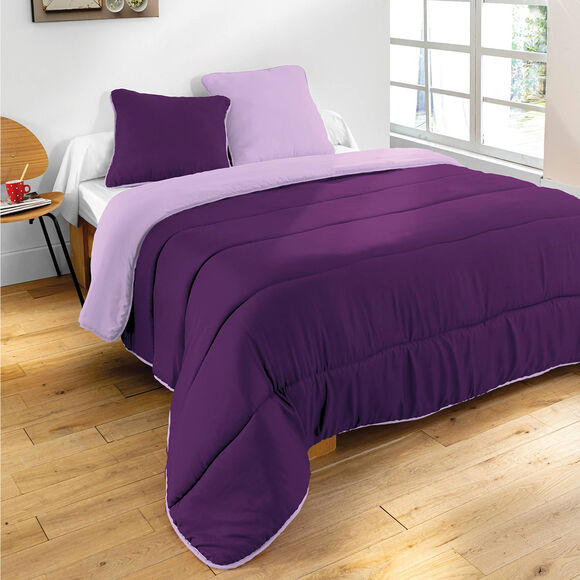 Tweekleurig dekbed in microvezel 500 g/m2 (aubergine / parma)
