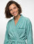 Korte, effen badjas voor dames en heren met kimono-kraag, te personaliseren &ndash; lusjesbadstof 380 g/m&sup2; (watergroen)