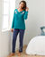 T-shirt met landelijke print aan de hals - lange mouwen (smaragd)