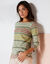 T-shirt met marinestrepen en 3/4-mouwen (kaki / veelkleurig)