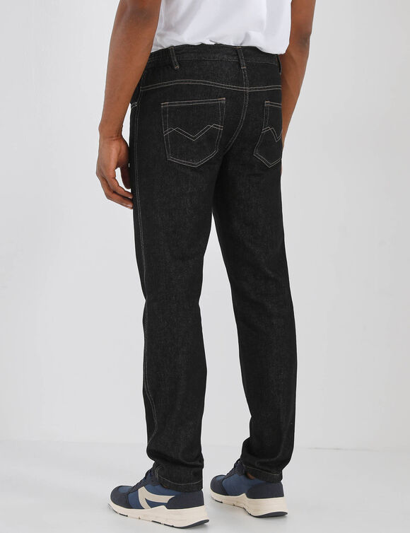 Jean droit ceinture &eacute;lastiqu&eacute;e c&ocirc;t&eacute;s - L32 (black)