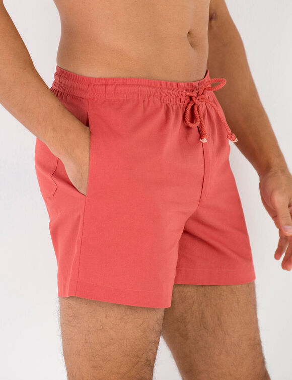 Short in canvas met elastische taille (tomette)