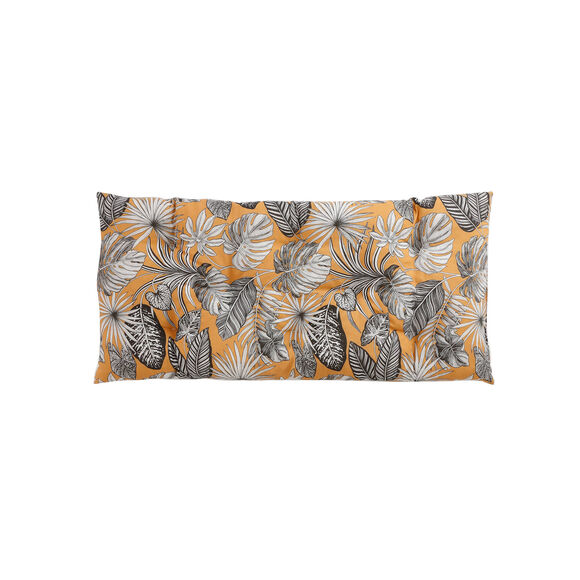 Long coussin déco coton imprimé tropical (jaune)
