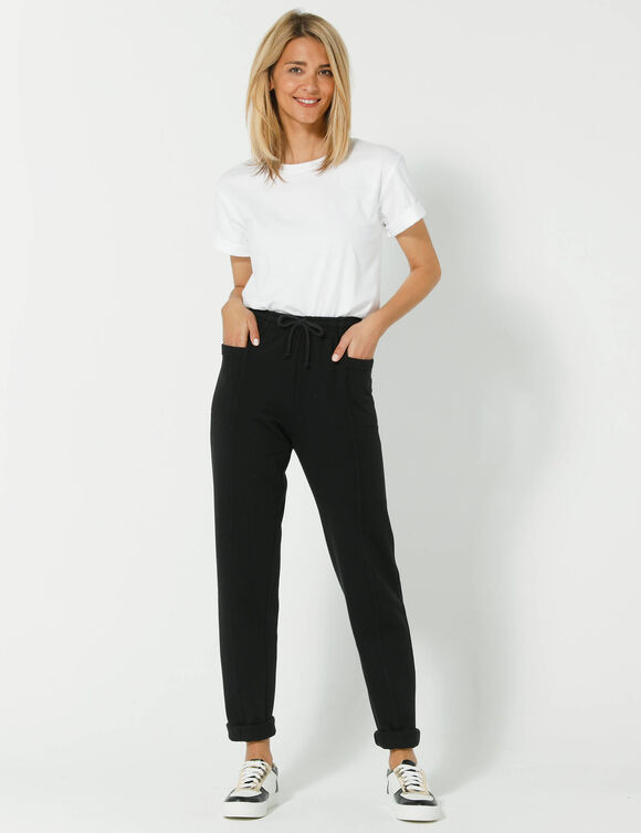 Pantalon jogging, molleton gratt&eacute; (noir)