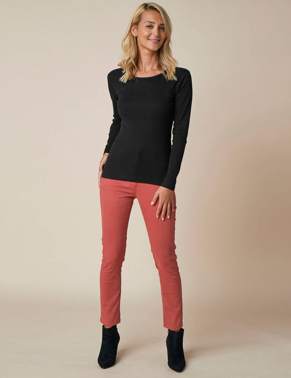 T-shirt manches longues, jersey en coton (noir)
