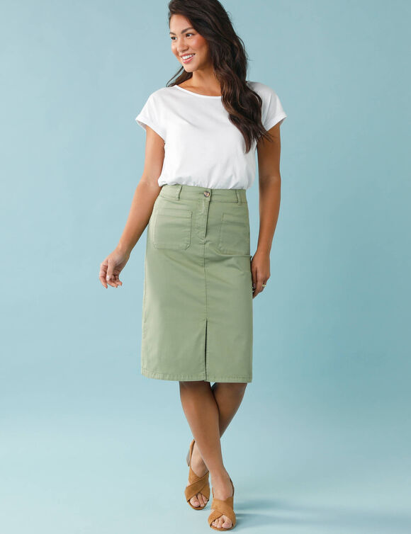 Jupe mi-longue forme crayon, Sp&eacute;cial Petites (vert)