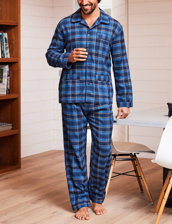 Pyjama carreaux en flanelle (bleu)