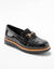 Mocassins met beugels en plateauzool &ndash; lak met croco-print (zwart)