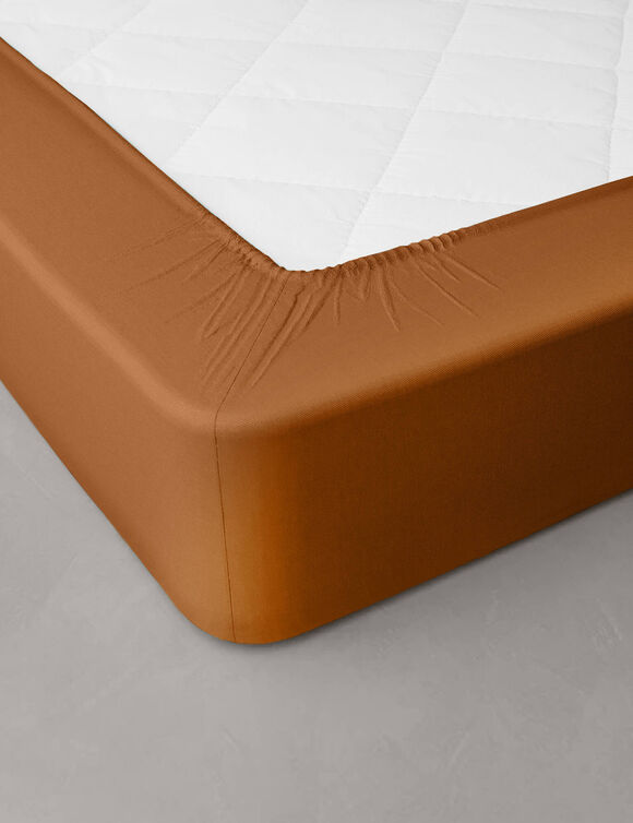 Effen hoeslaken in katoenbatist, hoeken van 40 cm (kastanje)