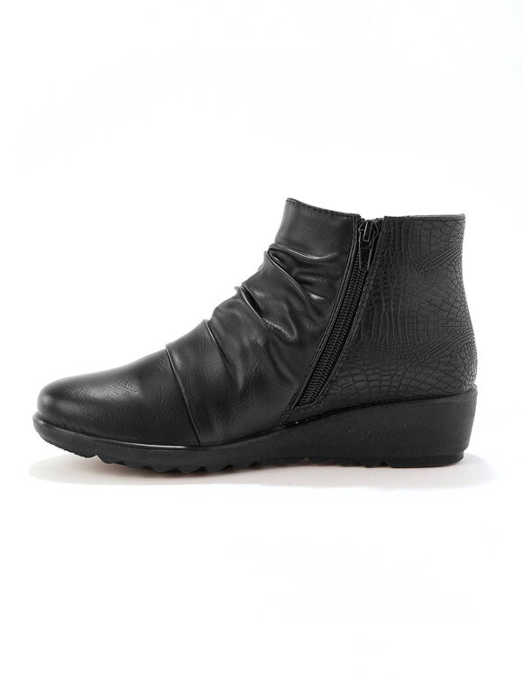 Boots compensées plissées dos effet texturé (noir)