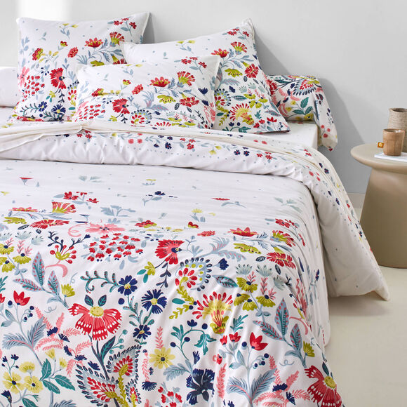 Linge de lit Folk en coton imprim&eacute; (&eacute;cru)