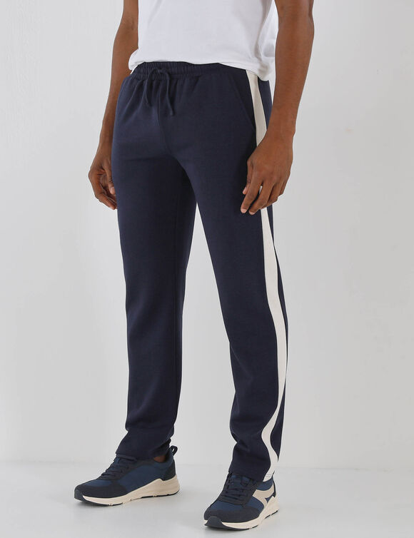 Pantalon de jogging bande c&ocirc;t&eacute;s (marine / &eacute;cru)