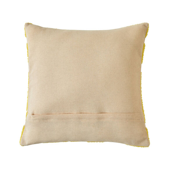 Coussin fleuri &eacute;ponge bouclette relief&eacute;e (jaune)
