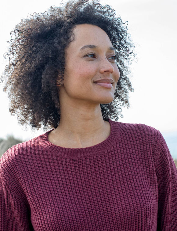 Pull col rond maille anglaise (bordeaux)