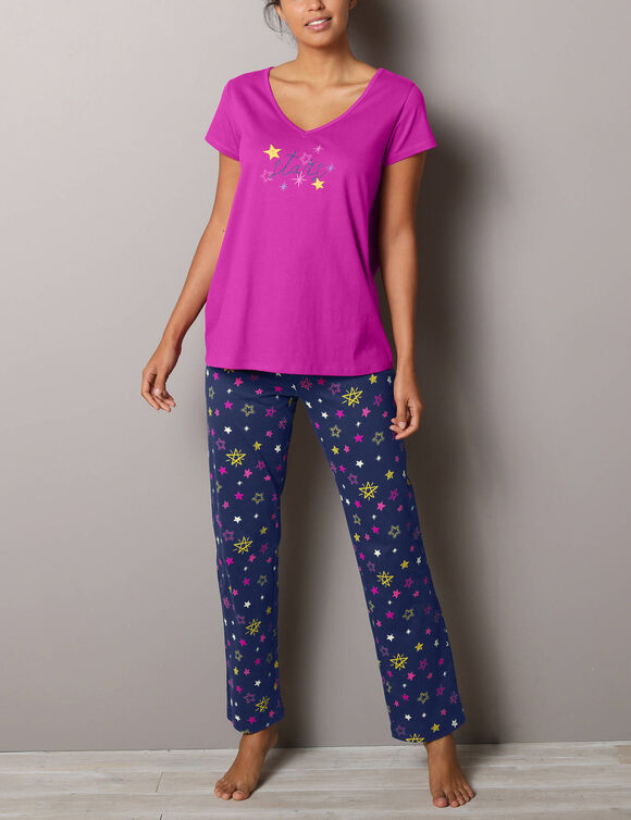 T-shirt de pyjama manches courtes imprim&eacute; Estrella  (fuchsia)