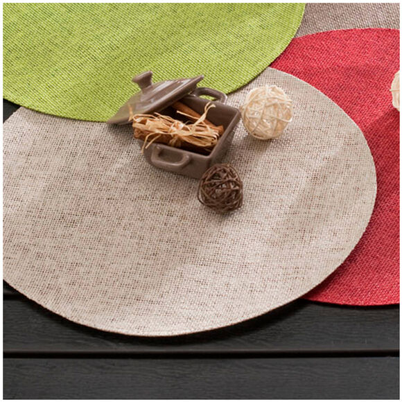 Ronde placemat in bamboe - Set van 4 (beige)