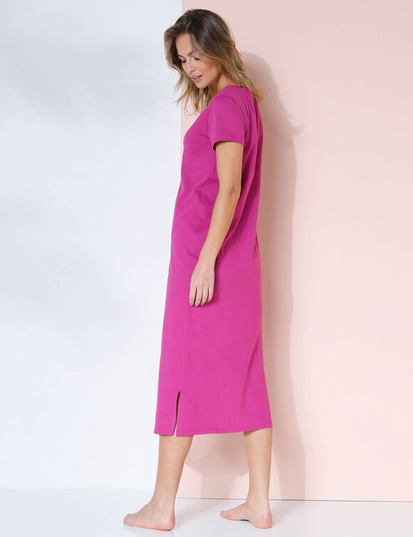 Chemise de nuit longue coton &ndash; imprim&eacute; "tortue" (framboise)