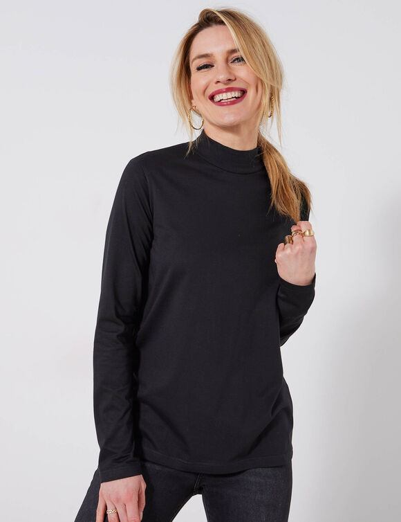 T-shirt col montant manches longues (noir)