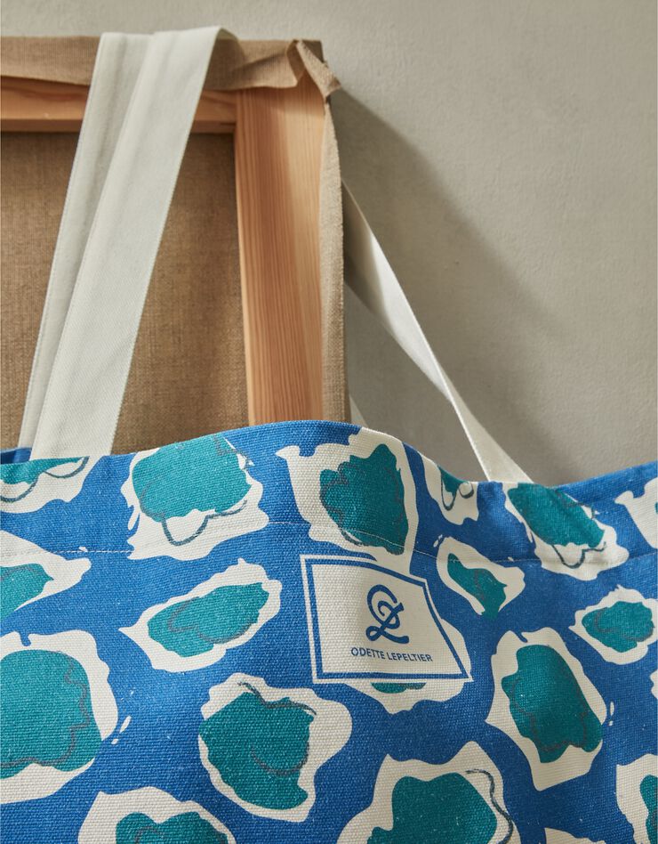 Sac cabas, collection "Odette Lepeltier" (bleu / vert)