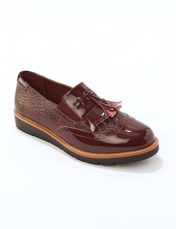 Mocassins met pompons en franjes (bordeaux)