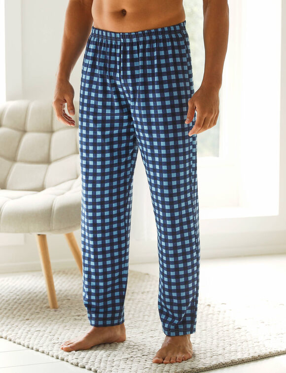 Pantalon pyjama coton carreaux (bleu / marine)