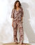 Ruime, soepele en bedrukte broek (chocolade / beige)