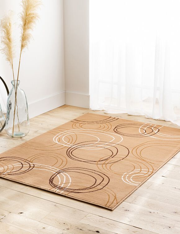 Tapis motifs cercles (beige)