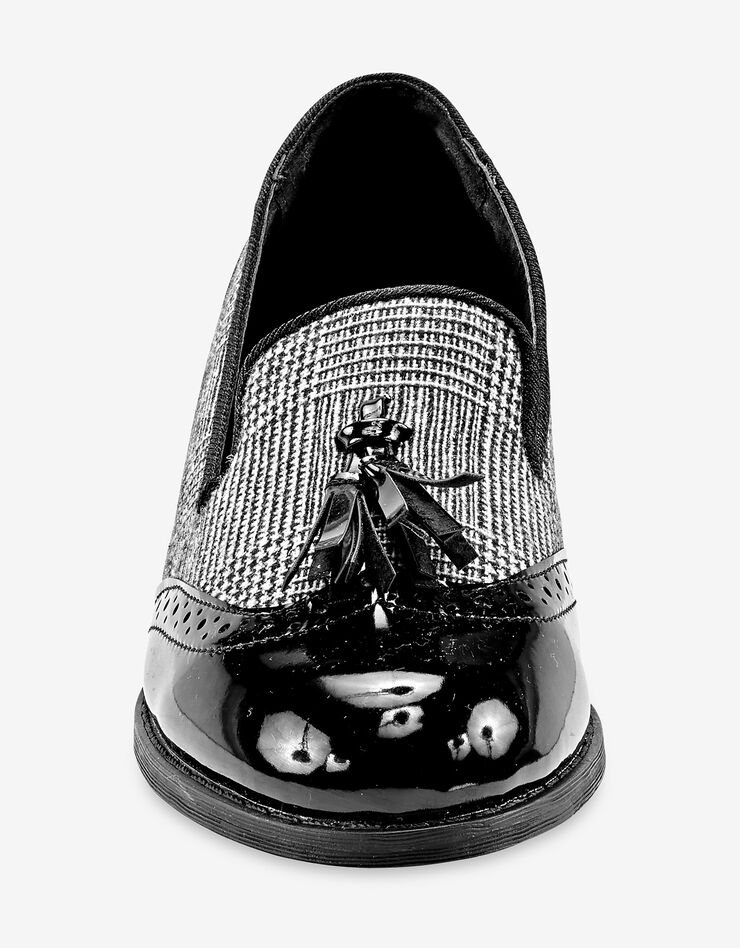 Mocassins pompons bi-matière - prince de Galles/verni noir, noir Mocassins pompons bi-matière - prince de Galles/verni noir, noir, hi-res image number 3