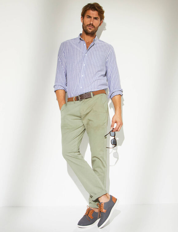 Pantalon chino ceinture arrondie sous le ventre (kaki clair)