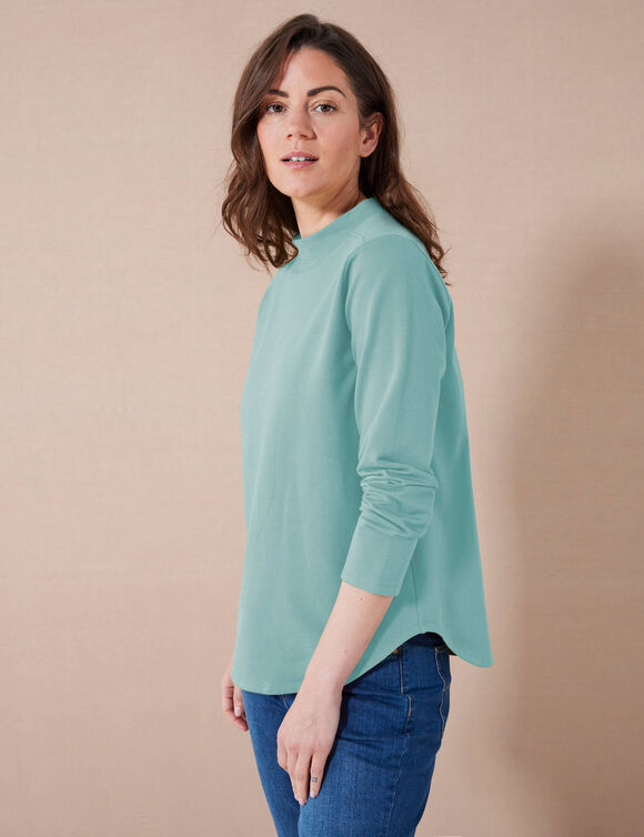 T-shirt molleton anti-froid, col montant   (bleu céladon)