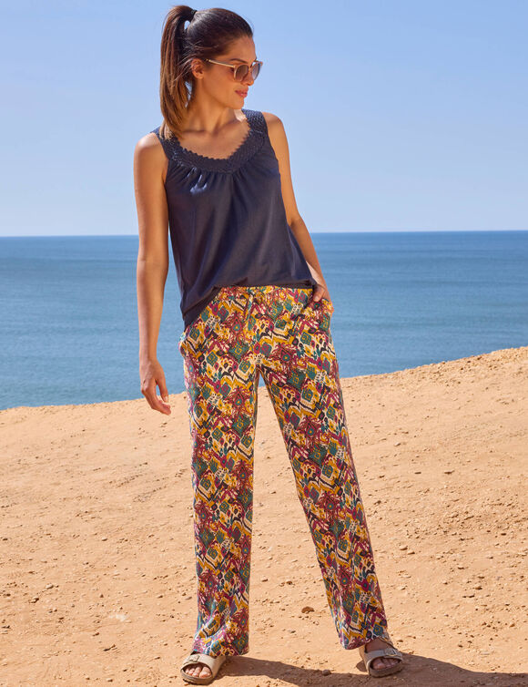 D&eacute;bardeur macram&eacute;, coton-viscose (marine)