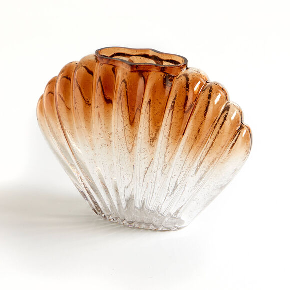 Vase coquillage en verre bicolore (naturel)