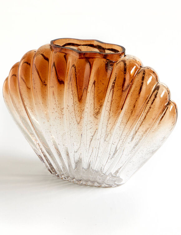 Schelp vaas in tweekleurig glas (naturel)