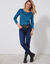 T-shirt met Tunesische hals en lange mouwen (Pruisisch blauw)