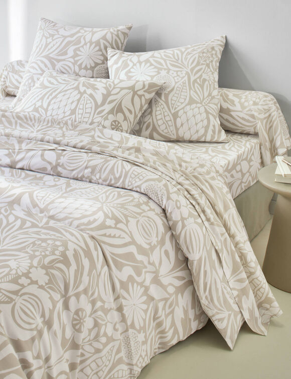 Linge de lit Montego en coton imprim&eacute;  (beige)
