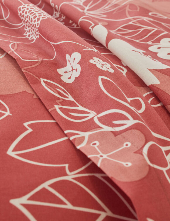 Linge de lit imprimé Pénélope coton (bois de rose)