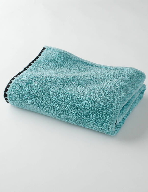 Serviettes de bain finition broderie fantaisie - 420g/m2 (lagon)