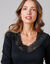 T-shirt manches longues coton et dentelle  - lot de 2 (noir)