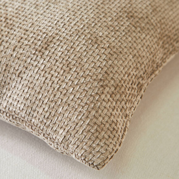 Housse de coussin unie tissage chenille - lot de 2 (sable)