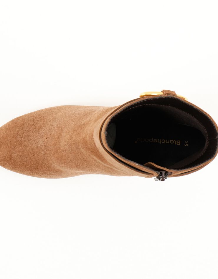 Boots in splitleer met gesp opzij, karamel Boots in splitleer met gesp opzij, karamel, hi-res image number 2