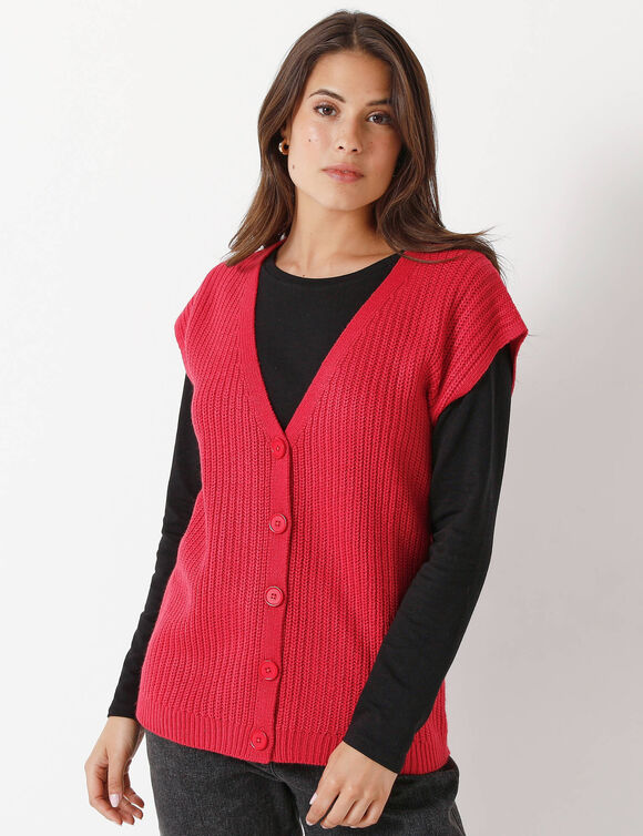 Gilet sans manches boutonné (framboise)